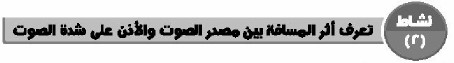 نشاط (2) تعرف أثر المسافة بين مصدر الصوت والأذن على شدة الصوت